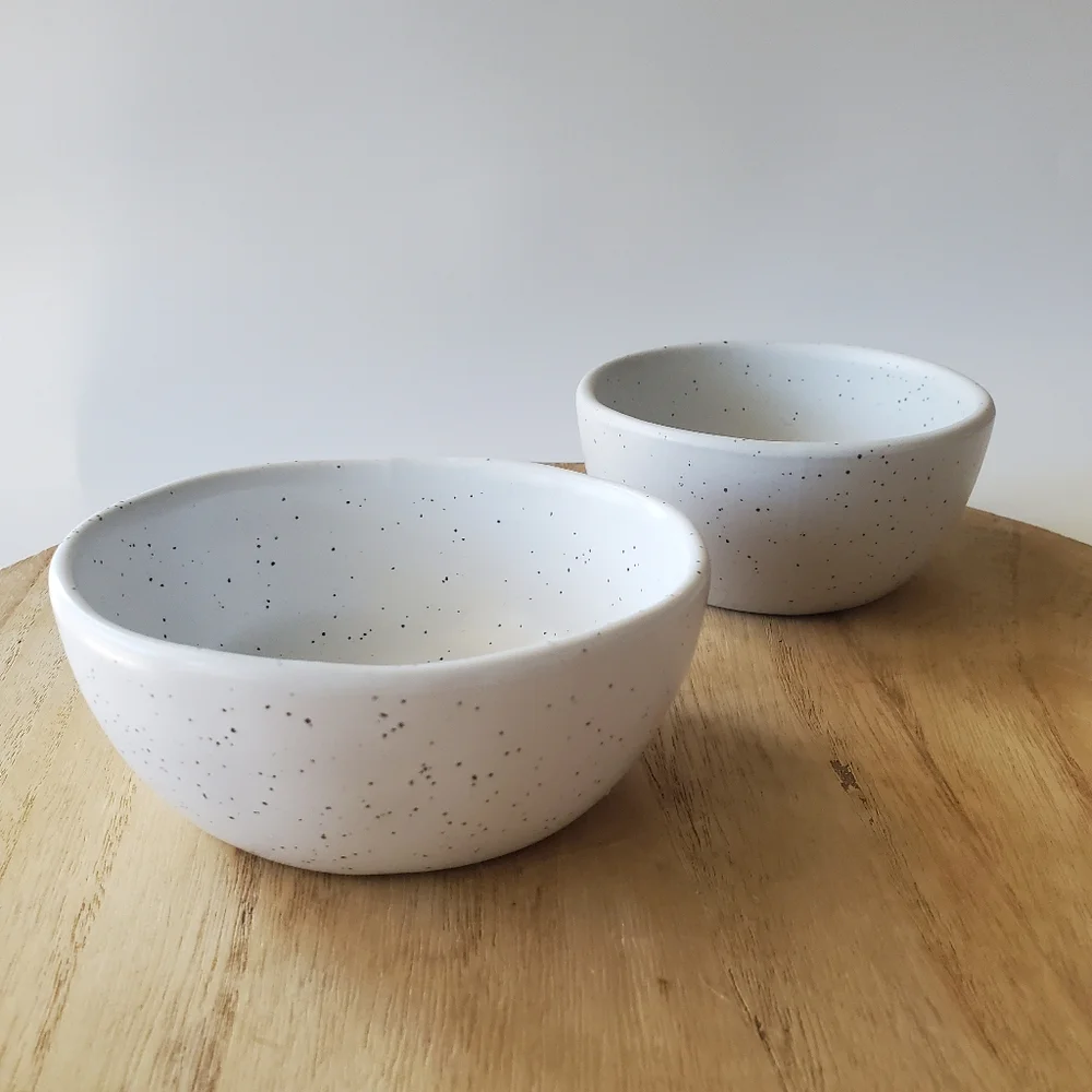NEW Threshold Minimalist Speckled Organic Shape Oval Round Small Dipping Bowls